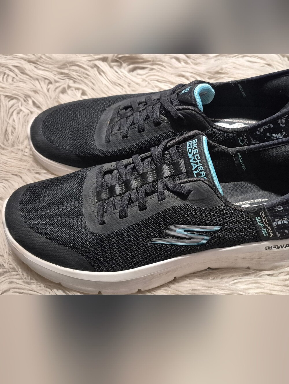 Skechers Black and Light Blue GOwalk Women's Athletic Sneakers